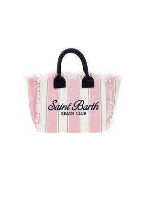 Borsa in canvas di cotone rosa e bianco SAINT BARTH KIDS | COL000102598L